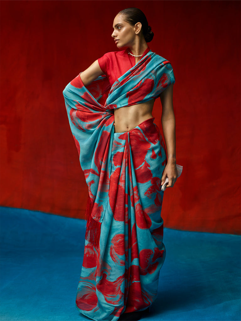 Multicolour Chiffon Digital Print Saree