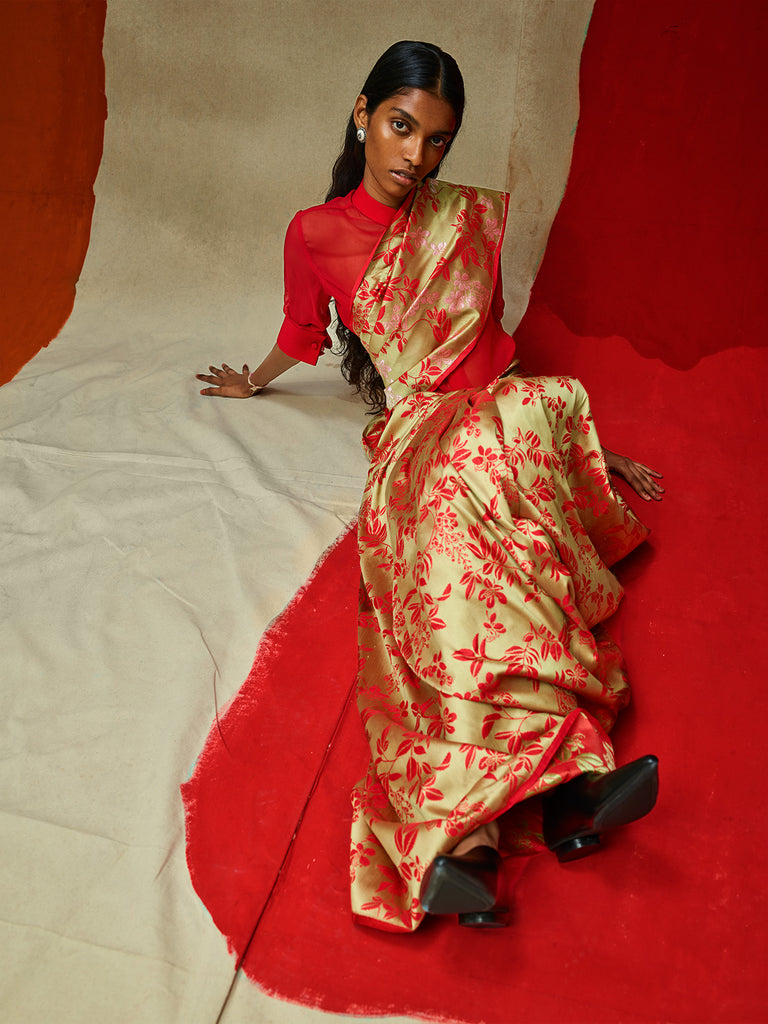 Handwoven Red Silk Banarasi Saree