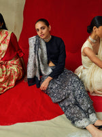 Handwoven Black Chiffon Embossed Saree