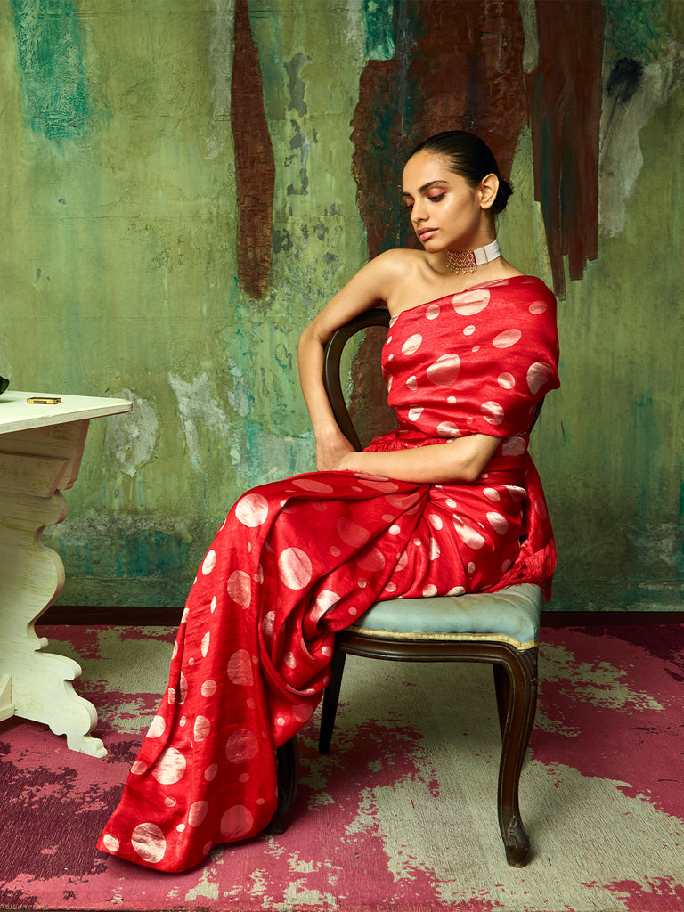 Handwoven Red Silk Banarasi Saree