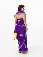 Handwoven Amethyst Silk Cutwork Banarasi Saree