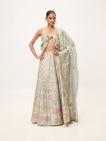 Handwoven Turquoise Tissue Lehenga Set