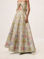 Handwoven Turquoise Tissue Lehenga Set