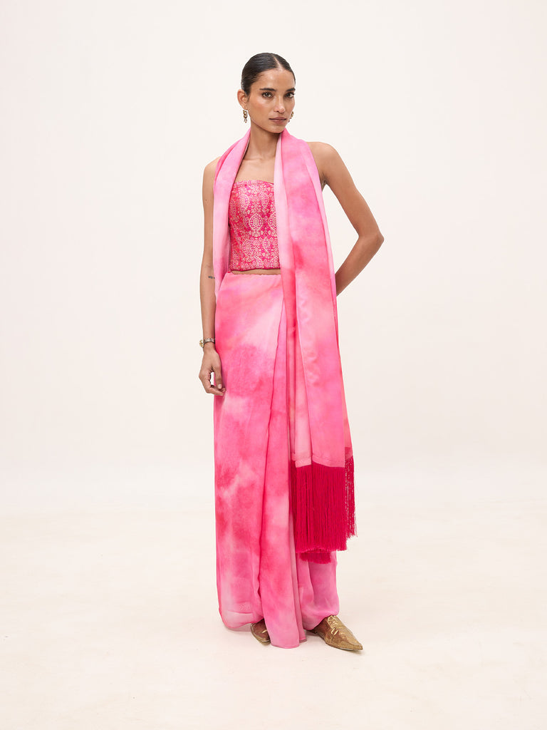 Multicolour Chiffon Digital Print Saree