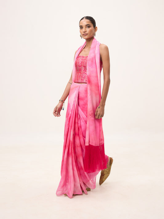 Multicolour Chiffon Digital Print Saree