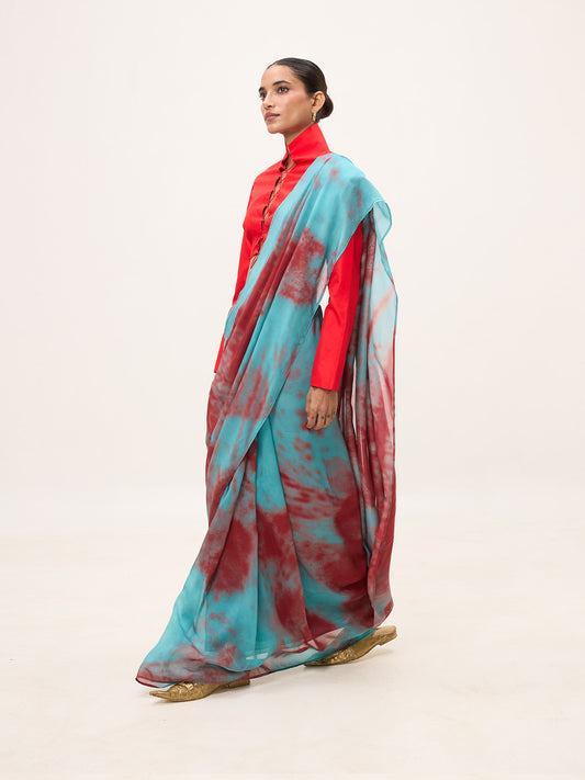 Multicolour Chiffon Digital Print Saree