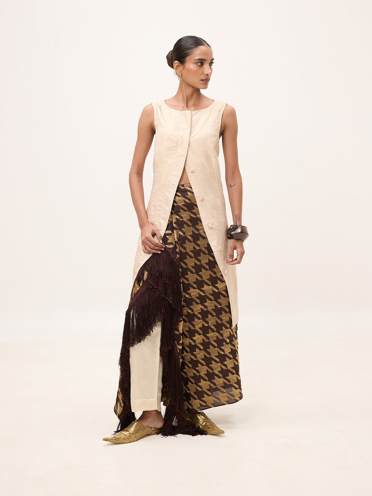 Handwoven Espresso Brown Silk Scarf