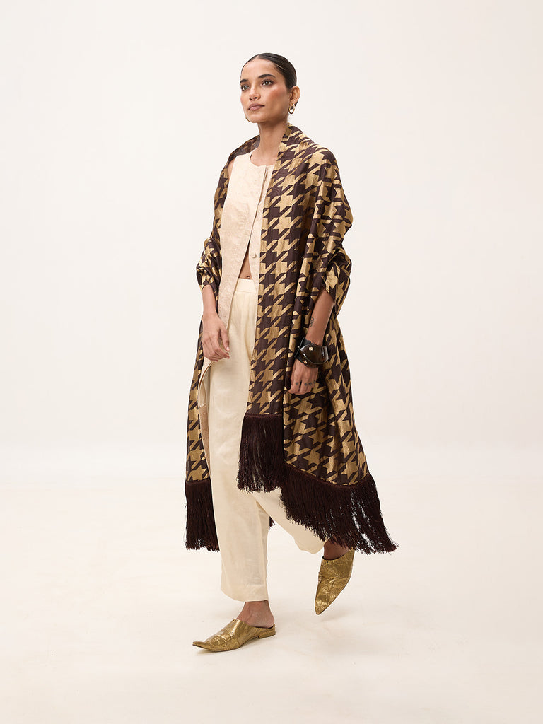 Handwoven Espresso Brown Silk Scarf