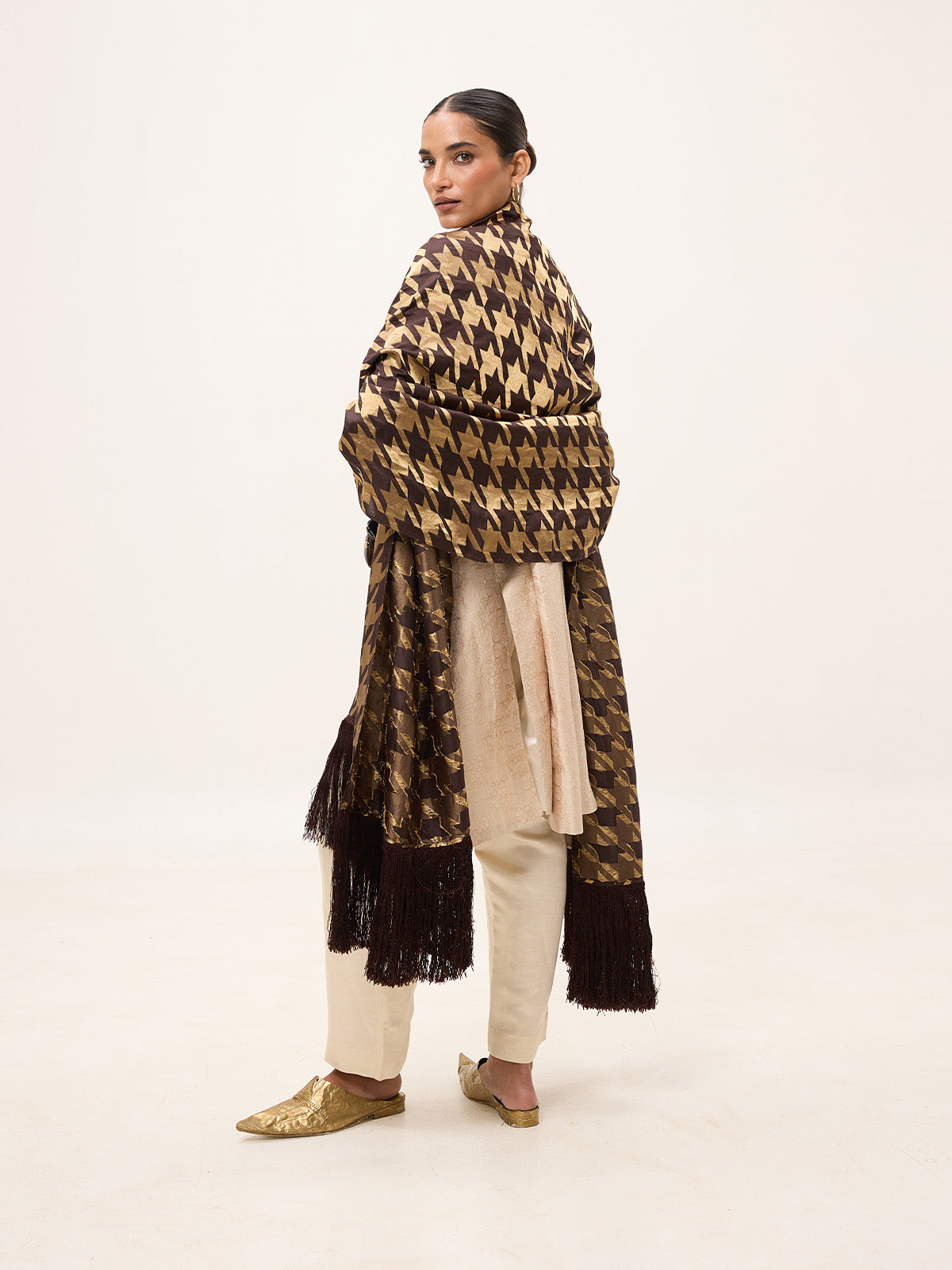 Handwoven Espresso Brown Silk Scarf