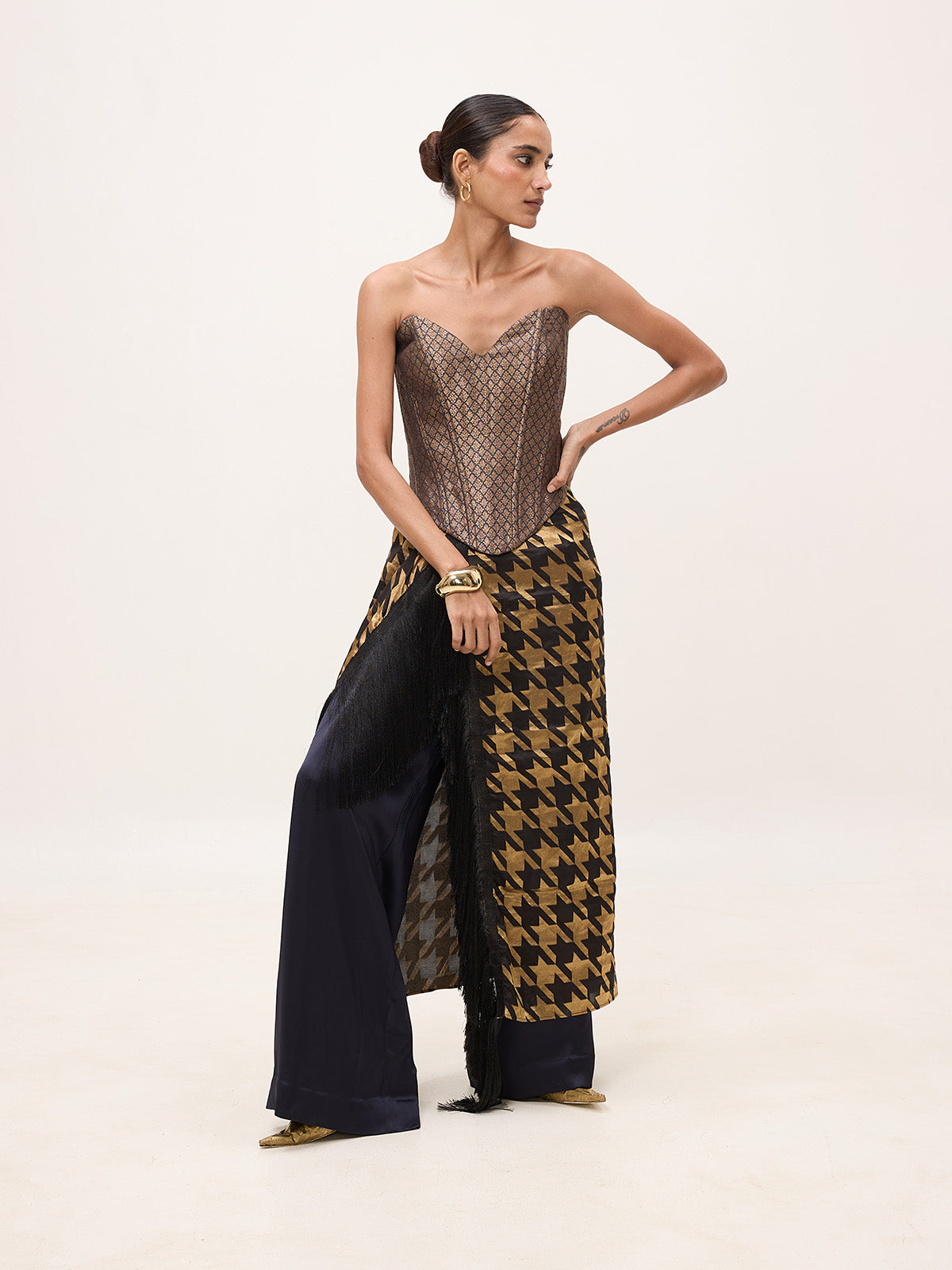Handwoven Black & Gold Silk Scarf