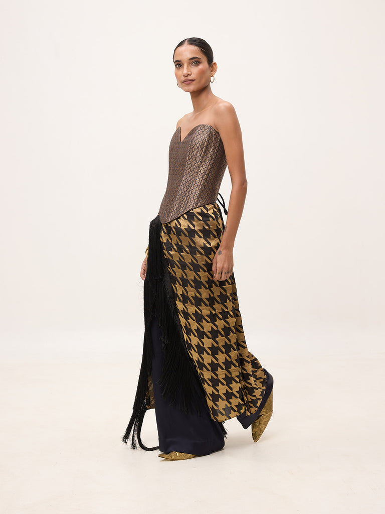 Handwoven Black & Gold Silk Scarf