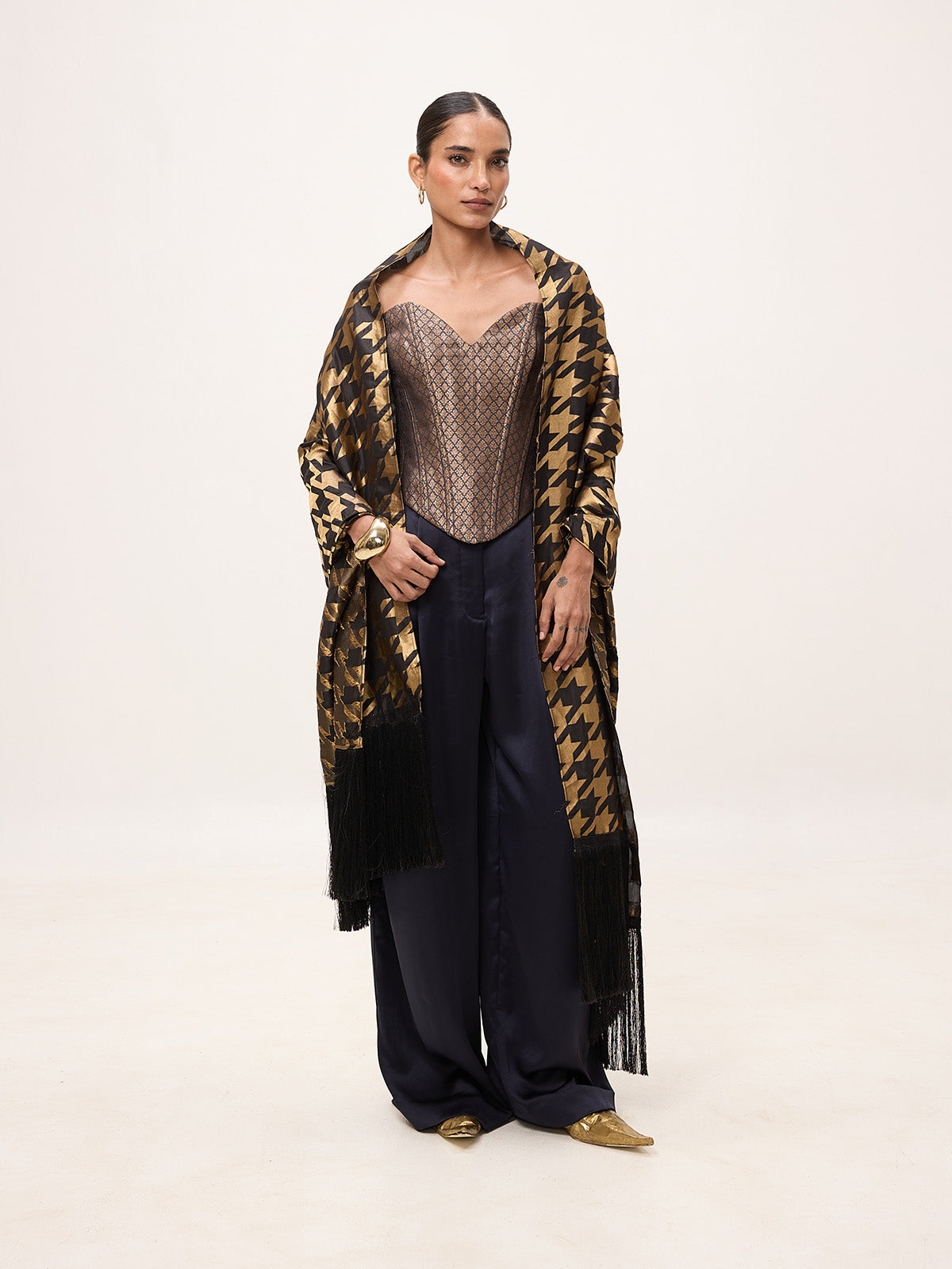 Handwoven Black & Gold Silk Scarf