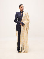 Handwoven Off-White & Gold Silk Scarf