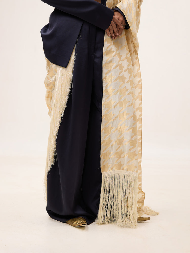 Handwoven Off-White & Gold Silk Scarf