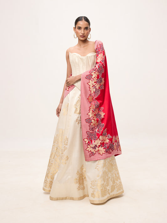 Handwoven Red Silk Banarasi Fabric