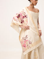 Handwoven Off-White Silk Banarasi Shawl