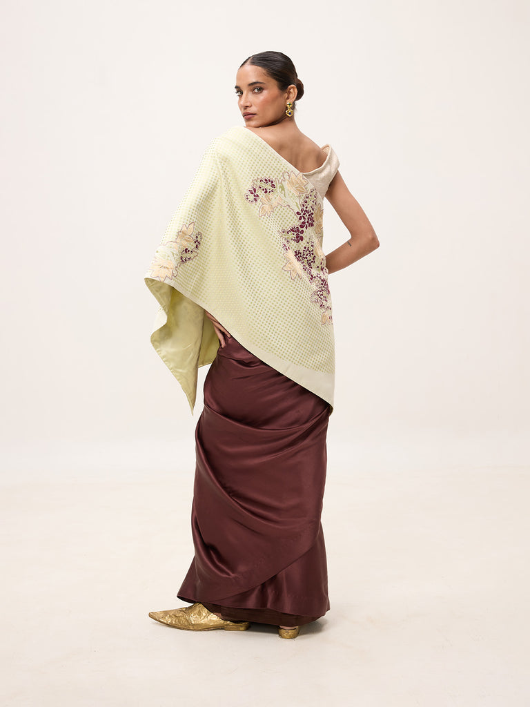 Handwoven Mint Green Silk Banarasi Shawl