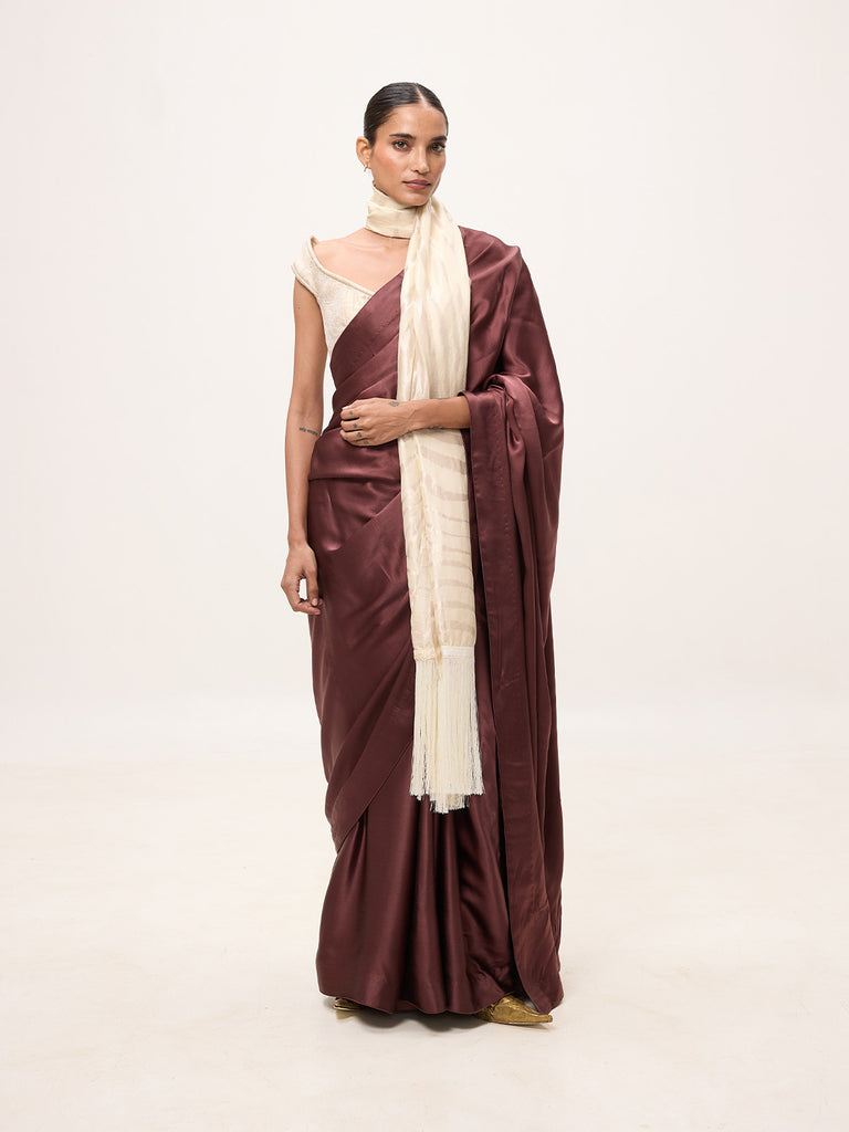 Handwoven Ivory Silk Scarf