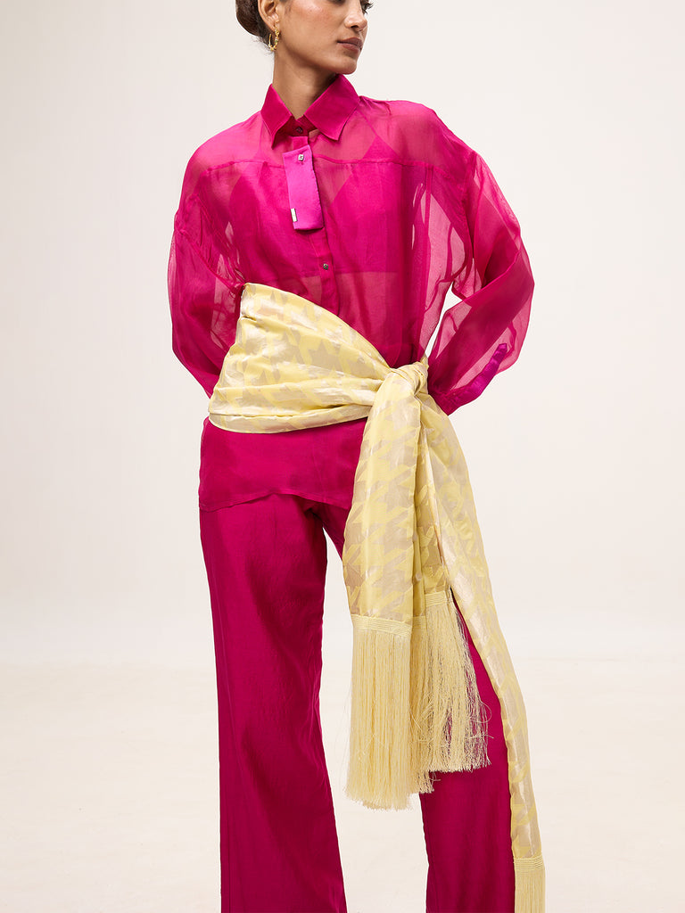 Handwoven Butter Yellow Silk Scarf