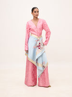 Handwoven Ice Blue Silk Banarasi Shawl