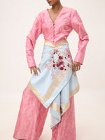 Handwoven Ice Blue Silk Banarasi Shawl