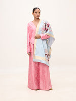 Handwoven Ice Blue Silk Banarasi Shawl