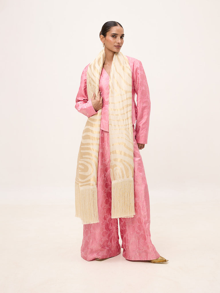 Handwoven Off-White Silk Scarf