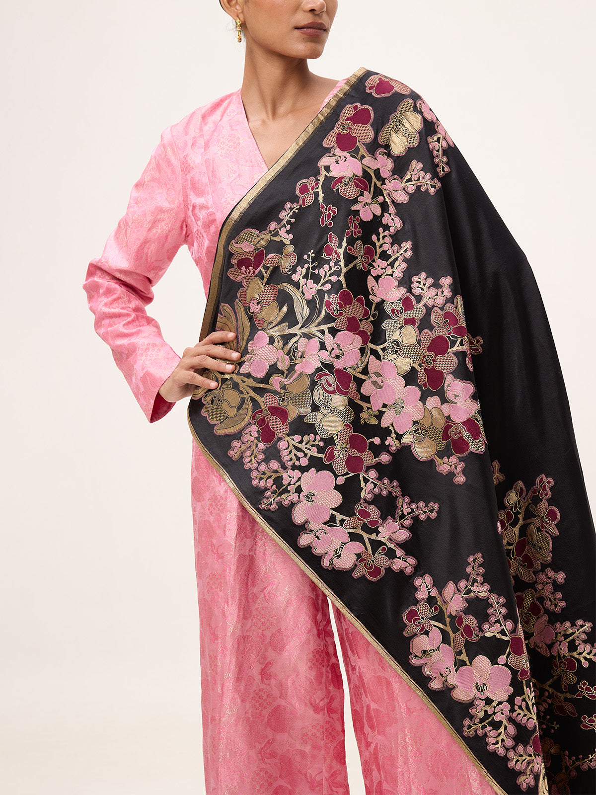 Handwoven Black Silk Banarasi Fabric