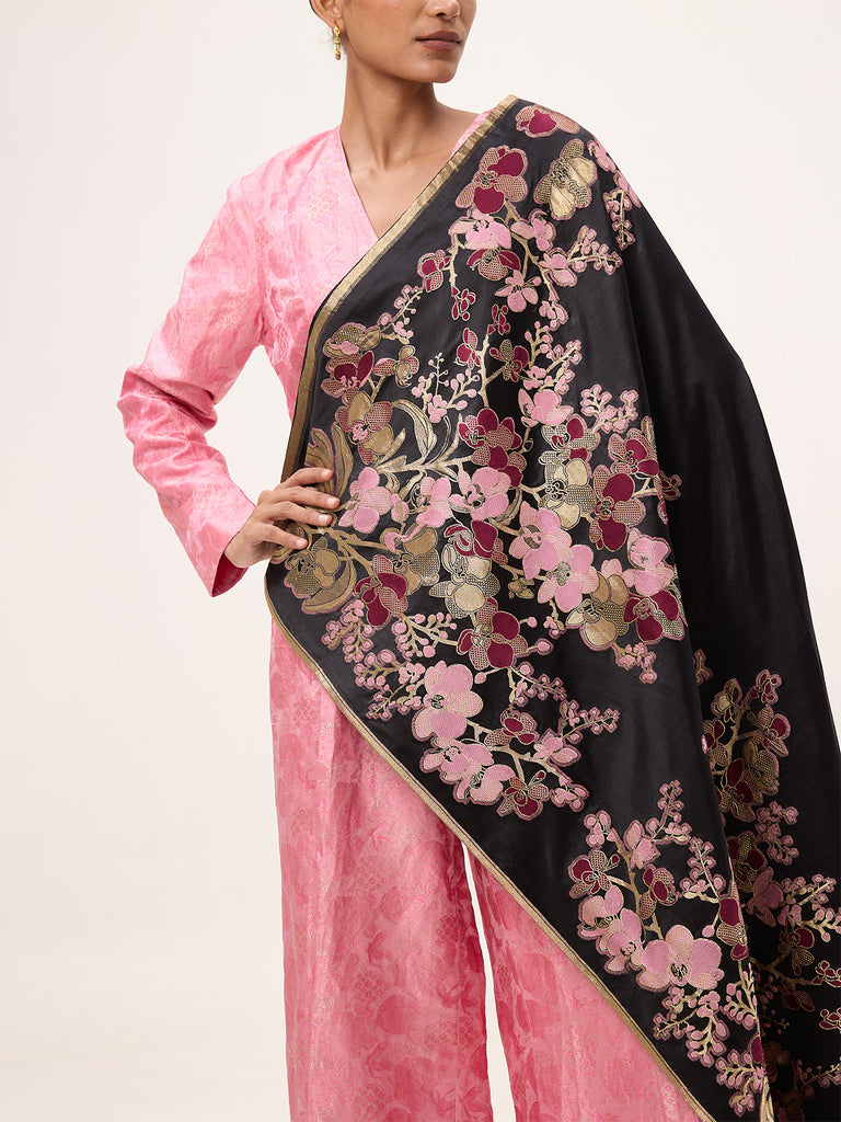 Handwoven Black Silk Banarasi Fabric