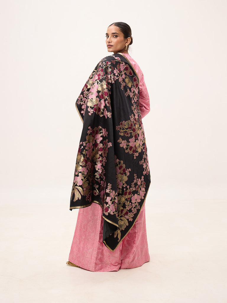 Handwoven Black Silk Banarasi Fabric