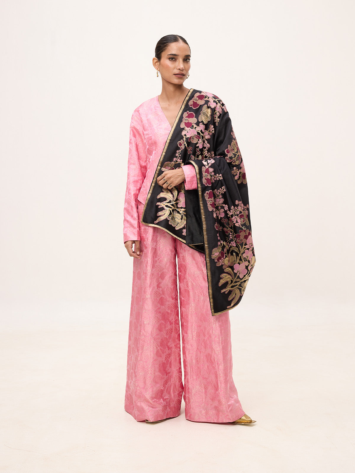 Handwoven Black Silk Banarasi Fabric