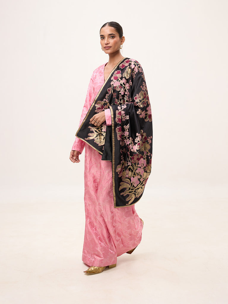 Handwoven Black Silk Banarasi Fabric