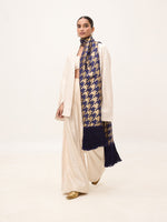 Handwoven Navy Blue Silk Scarf