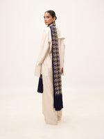 Handwoven Navy Blue Silk Scarf