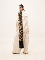 Handwoven Champagne & Black Silk Scarf