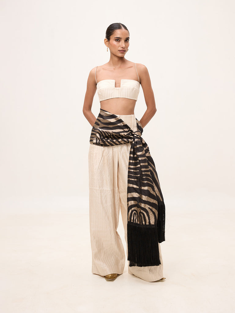 Handwoven Black & Silver Silk Scarf