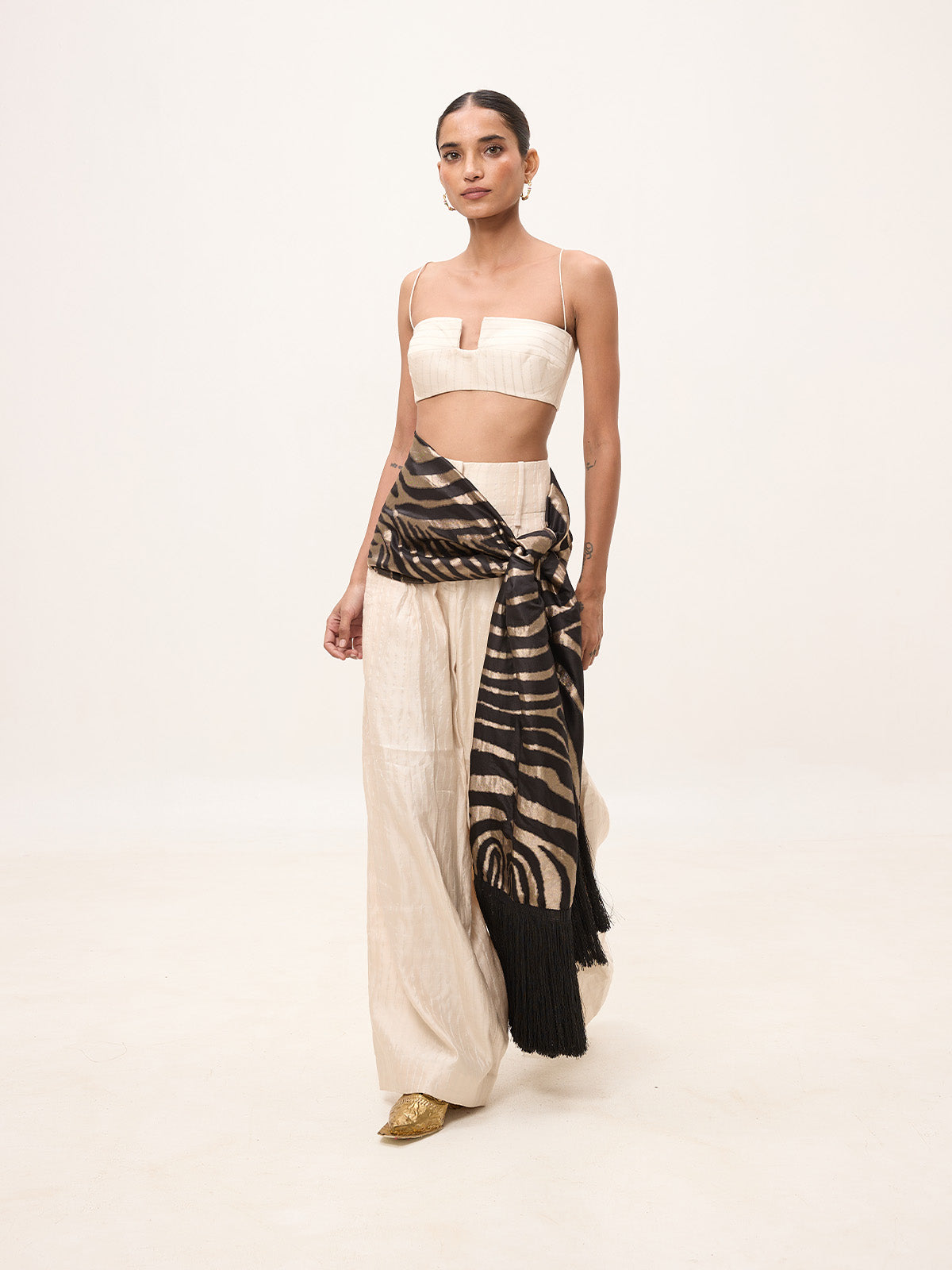 Handwoven Black & Silver Silk Scarf
