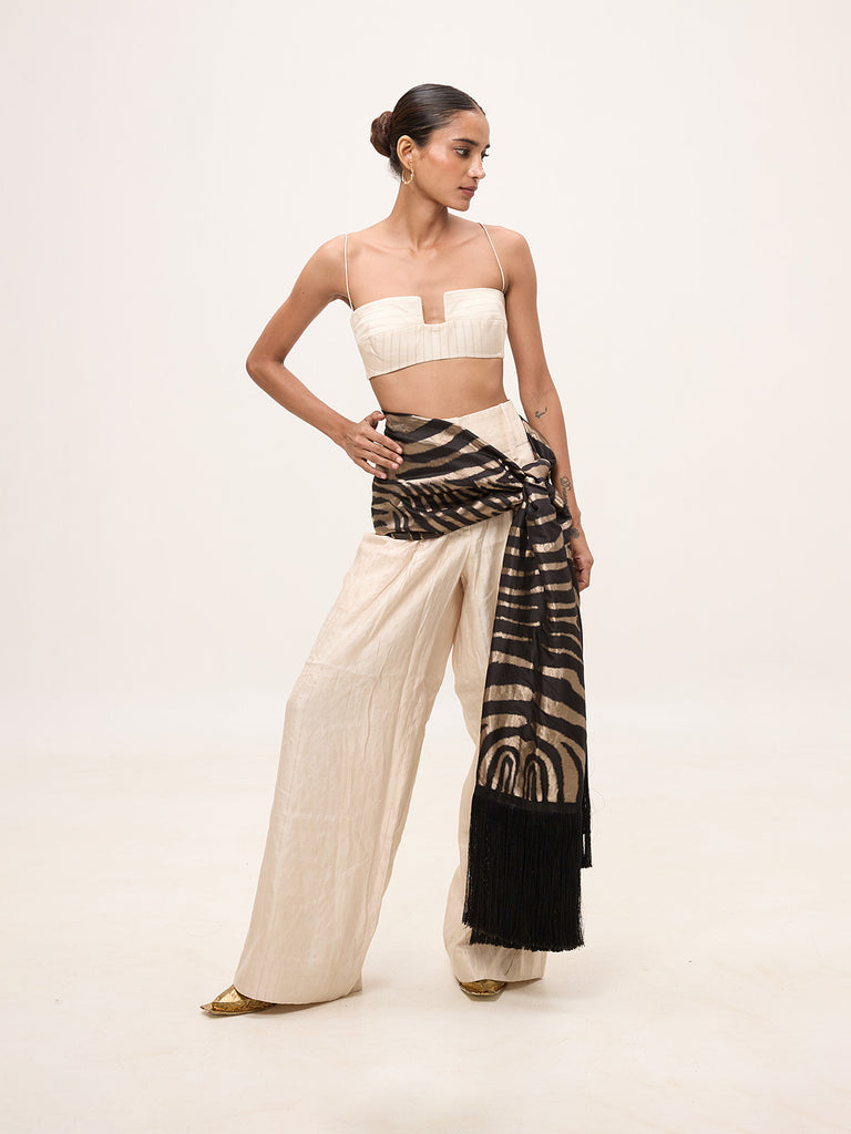 Handwoven Black & Silver Silk Scarf