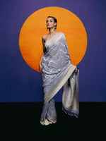 Handwoven Celeste Blue Georgette Saree