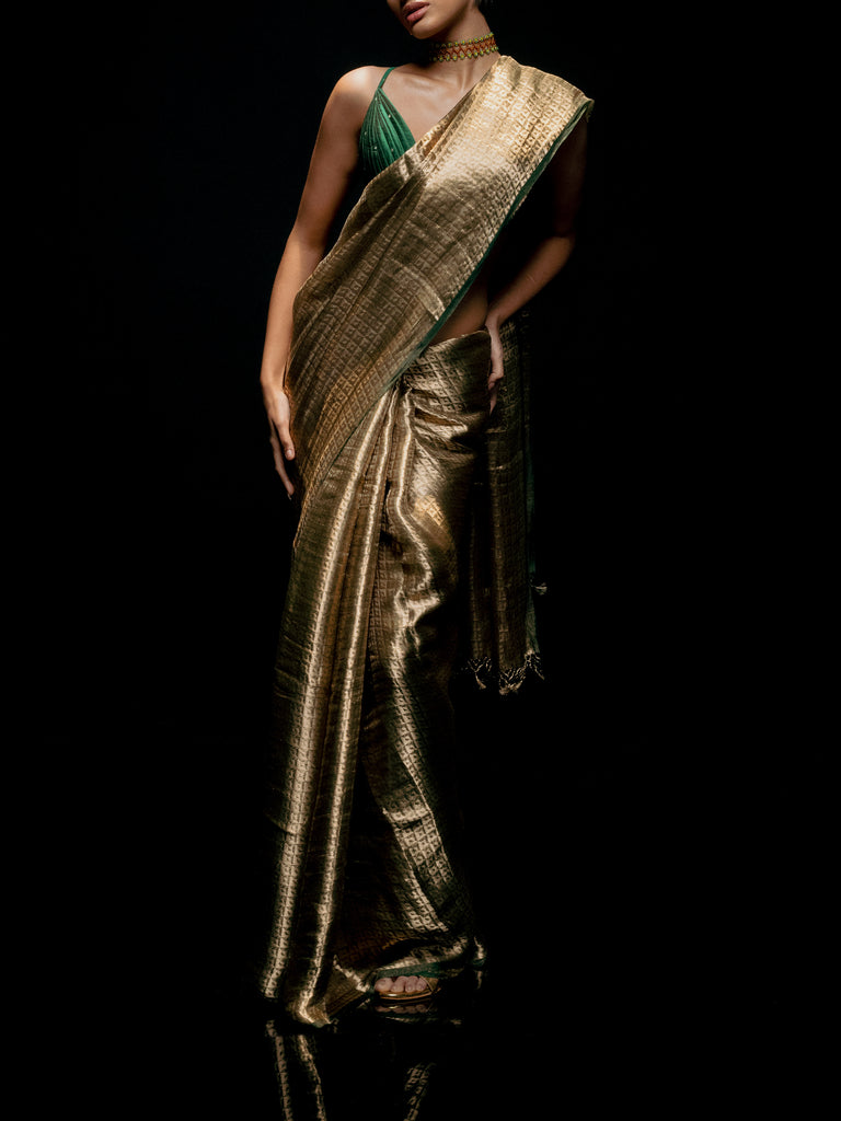 Handwoven Green Tissue Saree