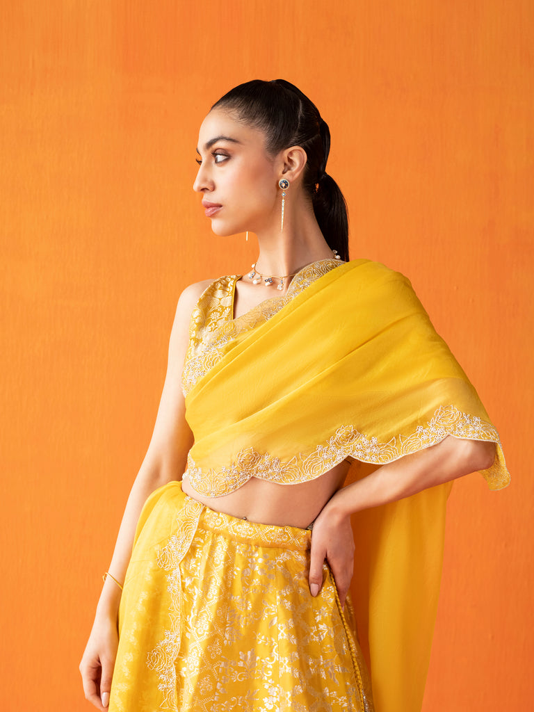 Handwoven Yellow Silk Lehenga