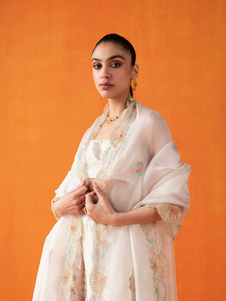 Handwoven Cream  Silk Lehenga