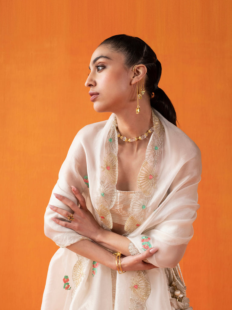Handwoven Cream  Silk Lehenga