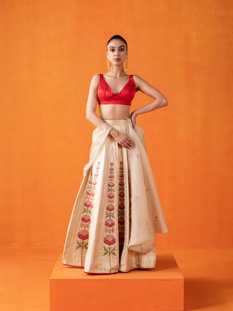 Handwoven Gold Silk Lehenga