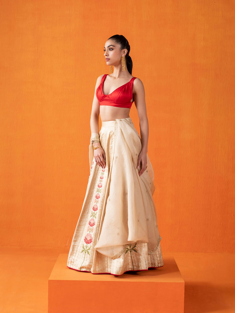Handwoven Gold Silk Lehenga