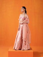 Handwoven Peach Silk Lehenga