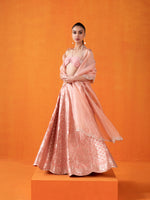 Handwoven Peach Silk Lehenga