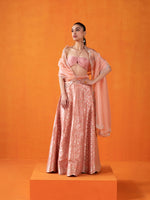 Handwoven Peach Silk Lehenga