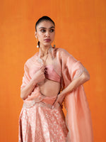 Handwoven Peach Silk Lehenga
