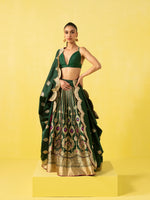 Handwoven Green Silk Lehenga